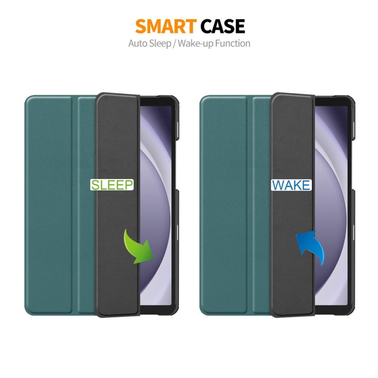 For Samsung Galaxy Tab A9+ 11.0 ENKAY Tri-fold Custer Texture Leather Smart Tablet Case(Grey) - free shipping - PMc TechLife - Order now!