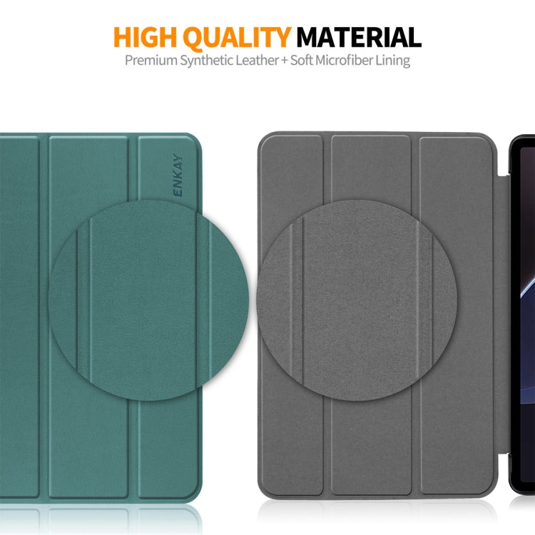 For Samsung Galaxy Tab A9+ 11.0 ENKAY Tri-fold Custer Texture Leather Smart Tablet Case(Grey) - free shipping - PMc TechLife - Order now!