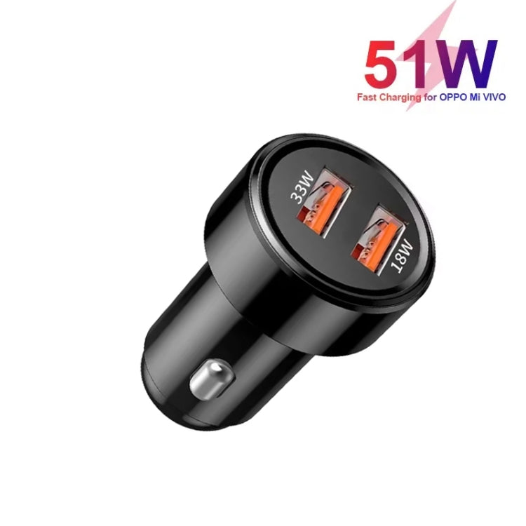 51W Dual Port QC3.0 USB 33W + 18W Fully Compatible Car Charger(Black) - Car Charger by PMC Jewellery | Online Shopping South Africa | PMC Jewellery | Buy Now Pay Later Mobicred