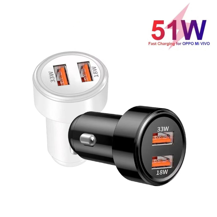 51W Dual Port QC3.0 USB 33W + 18W Fully Compatible Car Charger(Black) - Car Charger by PMC TechLife | Online Shopping South Africa | PMC TechLife | Buy Now Pay Later Mobicred