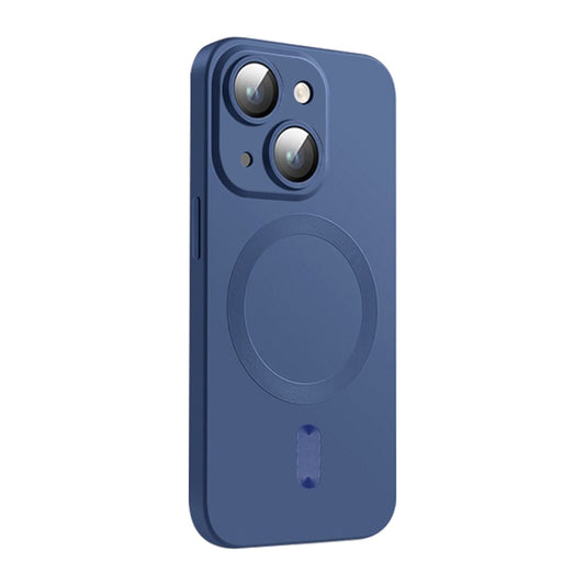 For iPhone 14 ENKAY MagSafe Matte TPU Phone Case with Lens Film(Dark Blue) - iPhone 14 Cases by ENKAY | Online Shopping South Africa | PMC Jewellery