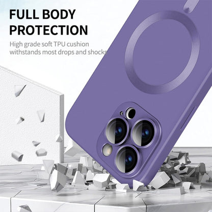 For iPhone 15 ENKAY MagSafe Matte TPU Phone Case with Lens Film(Purple) - iPhone 15 Cases by ENKAY | Online Shopping South Africa | PMC Jewellery | Buy Now Pay Later Mobicred