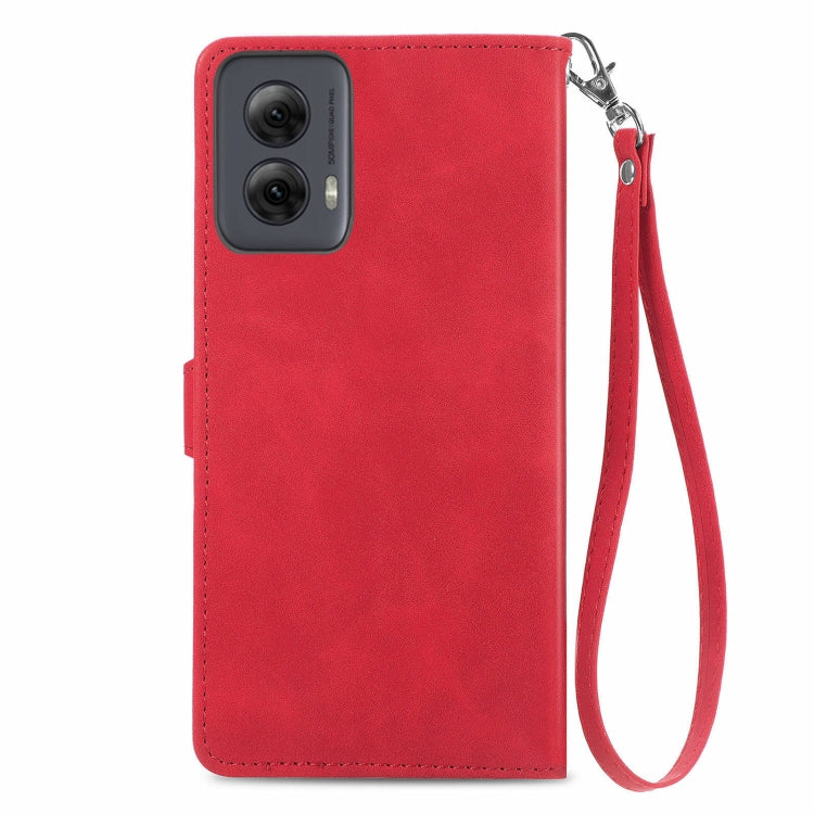 For Motorola Moto G Power 5G 2024 Embossed Flower Zipper Leather Phone Case(Red) - Motorola Cases by PMC Jewellery | Online Shopping South Africa | PMC Jewellery | Buy Now Pay Later Mobicred