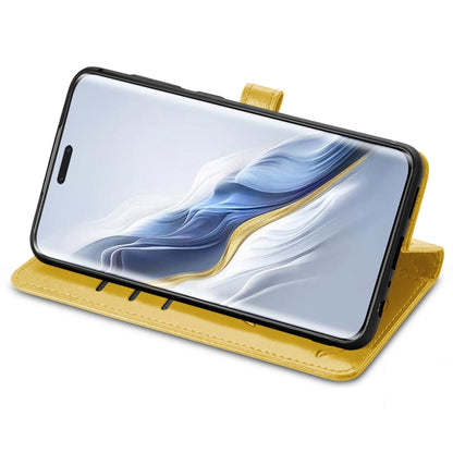 For Honor Magic6 Pro Cat and Dog Embossed Leather Phone Case(Yellow) - Honor Cases by PMC Jewellery | Online Shopping South Africa | PMC Jewellery | Buy Now Pay Later Mobicred