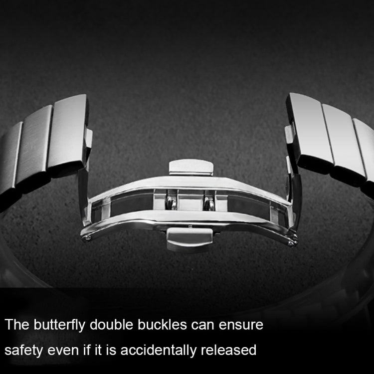 For Garmin Vivoactive 4S One Bead Butterfly Buckle Stainless Steel Metal Watch Band(Silver) - Watch Bands by PMC TechLife | Online Shopping South Africa | PMC TechLife | Buy Now Pay Later Mobicred
