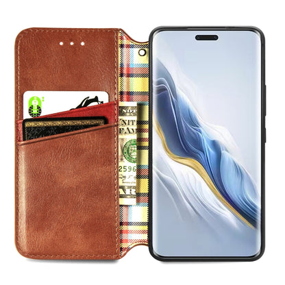 For Honor Magic6 Pro Cubic Grid Pressed Magnetic Leather Phone Case(Brown) - Honor Cases by PMC Jewellery | Online Shopping South Africa | PMC Jewellery | Buy Now Pay Later Mobicred