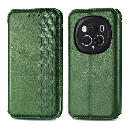 For Honor Magic6 Pro Cubic Grid Pressed Magnetic Leather Phone Case(Green) - Honor Cases by PMC Jewellery | Online Shopping South Africa | PMC Jewellery | Buy Now Pay Later Mobicred