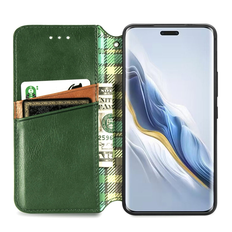 For Honor Magic6 Pro Cubic Grid Pressed Magnetic Leather Phone Case(Green) - Honor Cases by PMC Jewellery | Online Shopping South Africa | PMC Jewellery | Buy Now Pay Later Mobicred