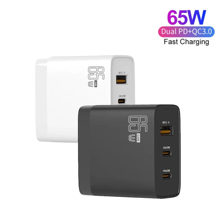 GAN 65W PD45W Dual Type-C+QC3.0 USB Multi Compatible Laptop Adapter AU + US Plug Black - Power Supply by PMC TechLife | Online Shopping South Africa | PMC TechLife | Buy Now Pay Later Mobicred
