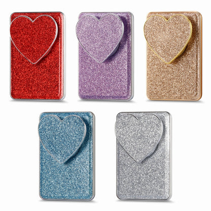 Electroplating Glitter Magsafe Airbag Heart Stand Phone Card Bag(Gold) - Others Accessories by PMC Jewellery | Online Shopping South Africa | PMC Jewellery