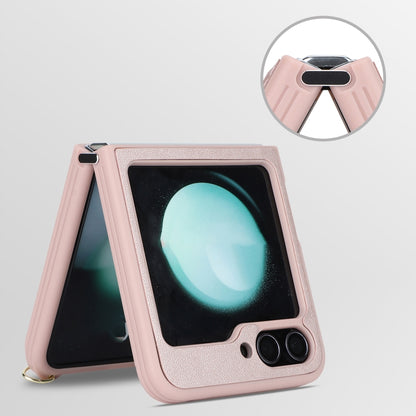 For Samsung Galaxy Z Flip5 5G Crossbody R20 Texture Leather Magsafe Phone Case(Pink) - Galaxy Z Flip5 Cases by PMC Jewellery | Online Shopping South Africa | PMC Jewellery