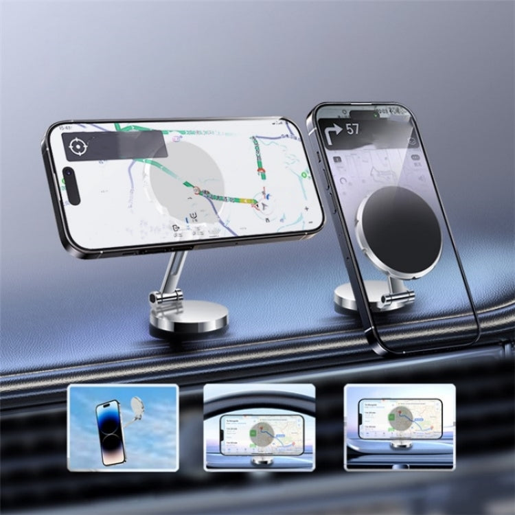 G158 360-Degree Rotating Metal Phone Stand Dashboard Folding Magnetic Car Mount(Gray) - Car Holders by PMC Jewellery | Online Shopping South Africa | PMC Jewellery | Buy Now Pay Later Mobicred