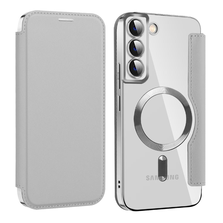 For Samsung Galaxy S22 5G MagSafe Magnetic RFID Anti-theft Leather Phone Case(Grey) - Galaxy S22+ 5G Cases by PMC Jewellery | Online Shopping South Africa | PMC Jewellery