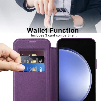 For Samsung Galaxy S23 FE 5G MagSafe Magnetic RFID Anti-theft Leather Phone Case(Purple) - Galaxy S23 FE 5G Cases by PMC Jewellery | Online Shopping South Africa | PMC Jewellery