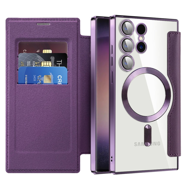 For Samsung Galaxy S25 Ultra 5G Shield MagSafe RFID Anti-theft Leather Phone Case(Purple) - free shipping - PMC Jewellery - Order now!