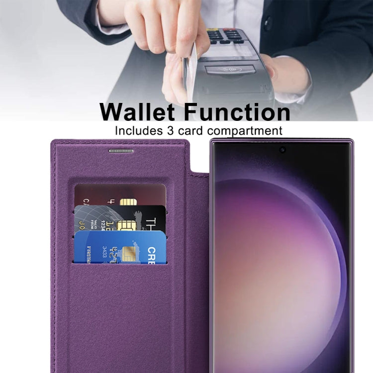 For Samsung Galaxy S25 Ultra 5G Shield MagSafe RFID Anti-theft Leather Phone Case(Purple) - free shipping - PMC Jewellery - Order now!