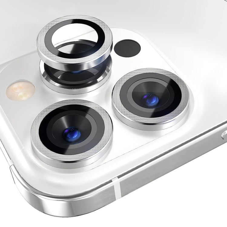 For iPhone 15 Pro / 15 Pro Max NORTHJO Camera Lens Protector Tempered Glass CD Vein Metal Ring Film(Silver) - iPhone 15 Pro Tempered Glass by NORTHJO | Online Shopping South Africa | PMC TechLife