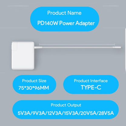 PD3.1 140W USB-C PD Laptop Power Adapter for Apple M1 / M2 MacBook Series EU Plug - Cable & Adapter by PMC Jewellery | Online Shopping South Africa | PMC Jewellery | Buy Now Pay Later Mobicred