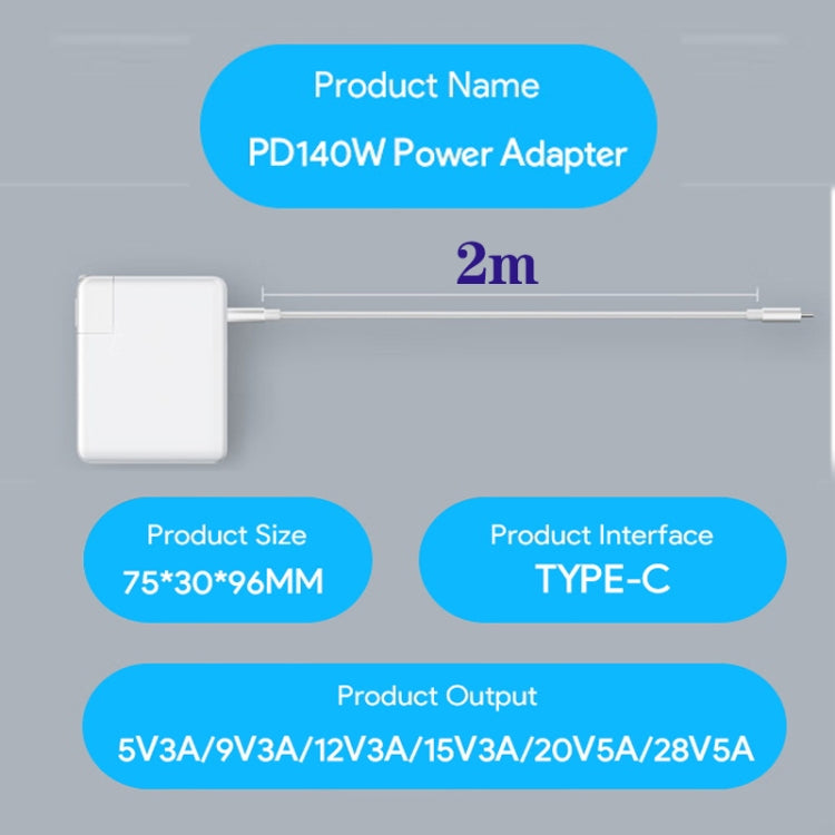 PD3.1 140W USB-C PD Laptop Power Adapter + 2m 5A USB-C to USB-C Data Cable UK Plug - Cable & Adapter by PMC Jewellery | Online Shopping South Africa | PMC Jewellery | Buy Now Pay Later Mobicred