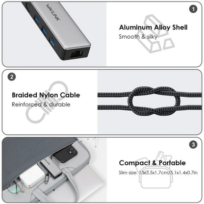 WAVLINK UHP3413 6 in 1 4K Thunderbolt 3 Type-C Devices Hub Adapter USB-C Docking Station - USB HUB by WAVLINK | Online Shopping South Africa | PMC Jewellery | Buy Now Pay Later Mobicred