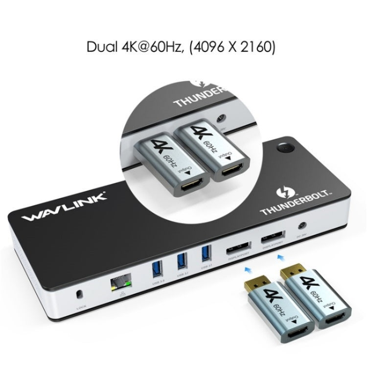 WAVLINK UTD21H 11 in 1 4K Dual DisplayPort Hub Converter Thunderbolt 3 Docking Station, Plug:UK Plug - free shipping - PMc TechLife - Order now!