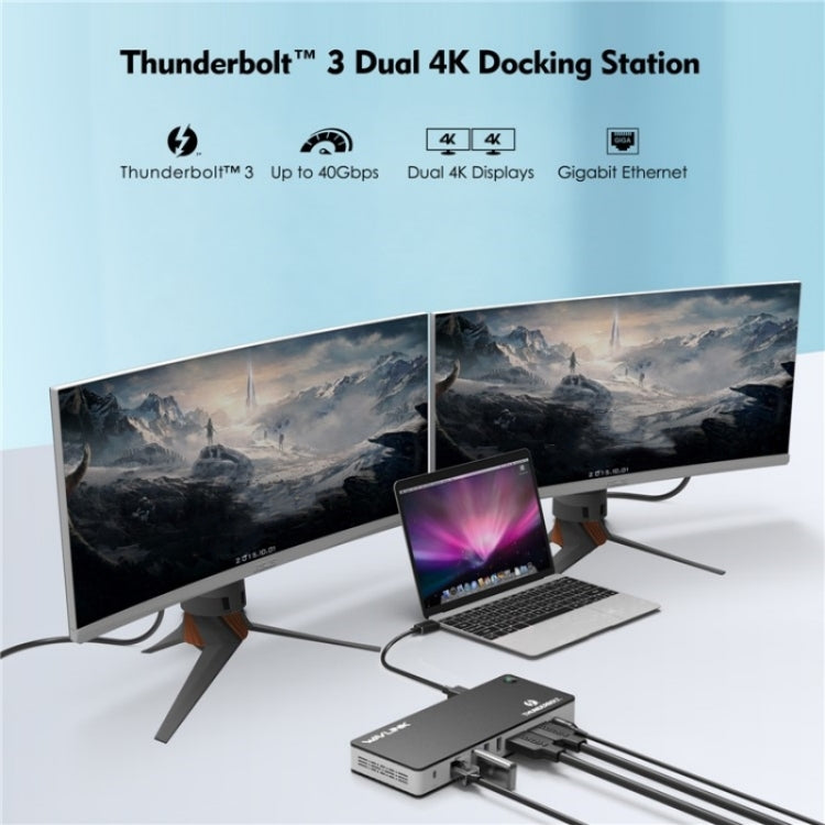 WAVLINK UTD21H 11 in 1 4K Dual DisplayPort Hub Converter Thunderbolt 3 Docking Station, Plug:US Plug - free shipping - PMc TechLife - Order now!
