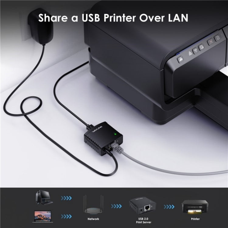 WAVLINK NU72P11 100Mbps Network Print Server USB 2.0 Network Printer Power Adapter(UK Plug) - Printer Accessories by WAVLINK | Online Shopping South Africa | PMC Jewellery | Buy Now Pay Later Mobicred