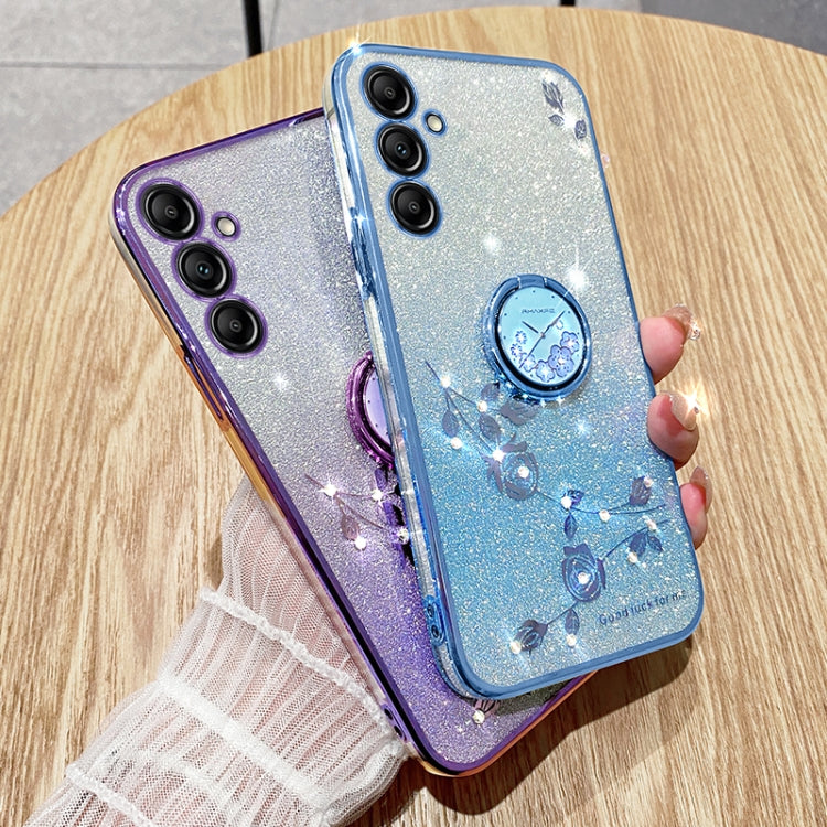 For Samsung Galaxy S25 Ultra 5G Gradient Glitter Immortal Flower Ring All-inclusive Phone Case(Purple) - free shipping - PMC Jewellery - Order now!