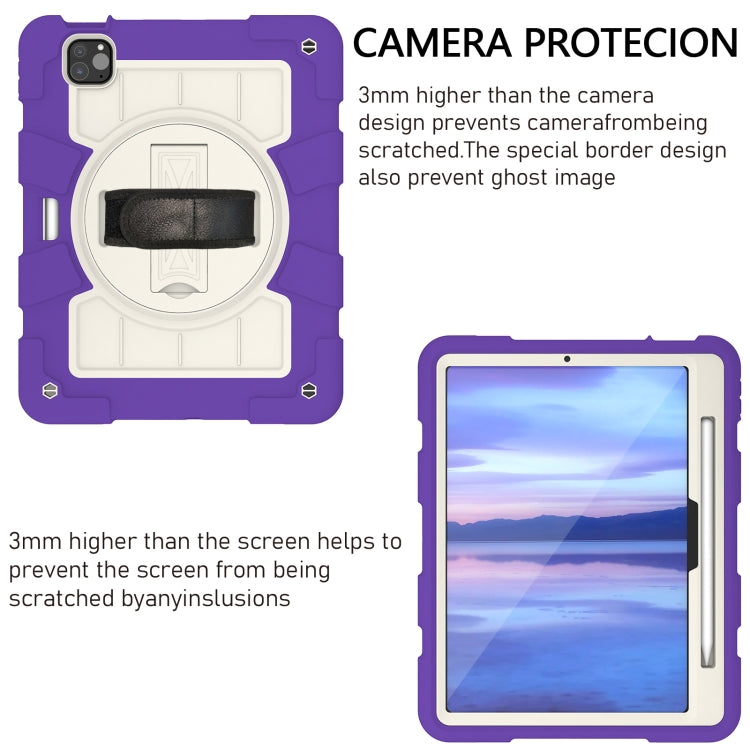 For iPad Air 11 2024 Silicone Hybrid PC Shockproof Tablet Case with Shoulder Strap(Catharanthus Roseus) - iPad Air 11 2024 Cases by PMC TechLife | Online Shopping South Africa | PMC TechLife | Buy Now Pay Later Mobicred