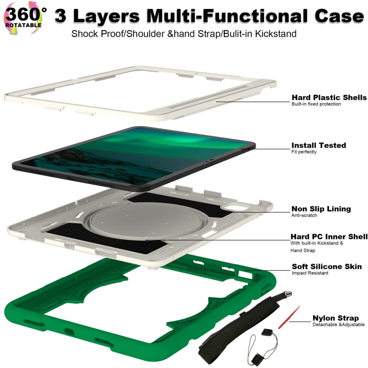 For iPad Air 11 2024 Silicone Hybrid PC Shockproof Tablet Case with Shoulder Strap(Classic Green) - iPad Air 11 2024 Cases by PMC Jewellery | Online Shopping South Africa | PMC Jewellery | Buy Now Pay Later Mobicred