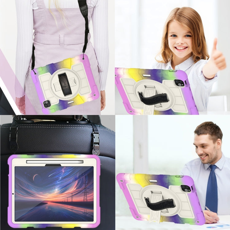 For iPad Pro 11 2024 Silicone Hybrid PC Shockproof Tablet Case with Shoulder Strap(Colorful Purple) - iPad Pro 11 2024 Cases by PMC Jewellery | Online Shopping South Africa | PMC Jewellery | Buy Now Pay Later Mobicred