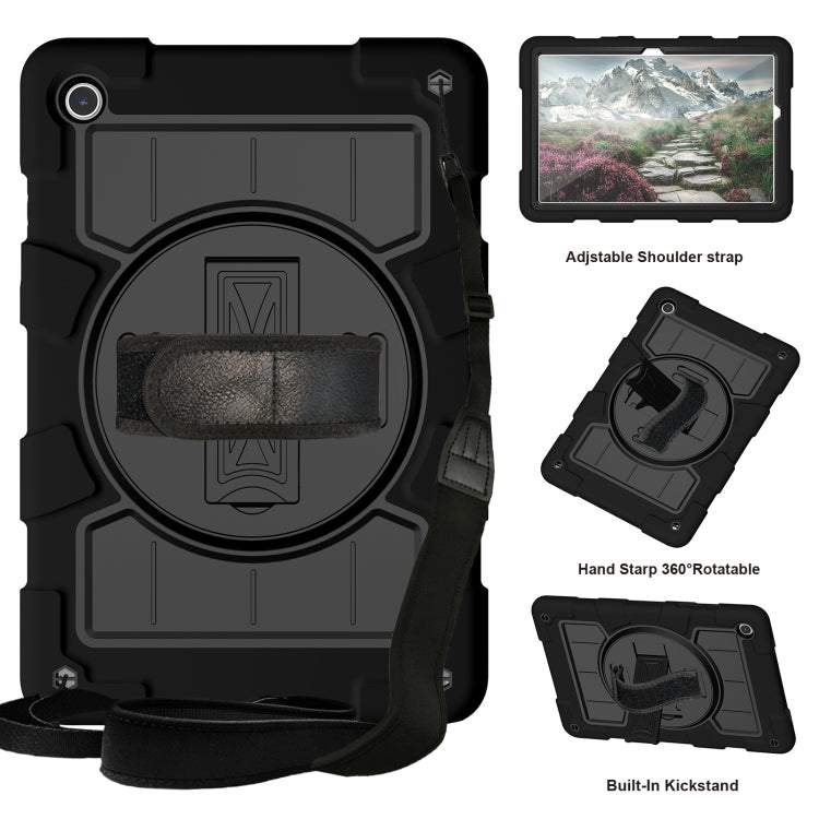 For Samsung Galaxy Tab A9+ Silicone Hybrid PC Shockproof Tablet Case with Shoulder Strap(Black) - Galaxy Tab A9+ by PMC TechLife | Online Shopping South Africa | PMC TechLife