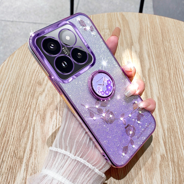 For Xiaomi 14 Pro Gradient Glitter Immortal Flower Ring All-inclusive Phone Case(Purple) - 14 Cases by PMC Jewellery | Online Shopping South Africa | PMC Jewellery | Buy Now Pay Later Mobicred