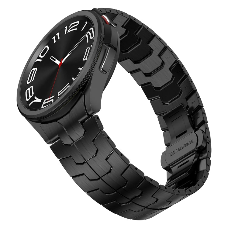 For Samsung Galaxy Watch 6 40 / 44mm Lron Man Curved Connection Stainless Steel Watch Band(Black) - Watch Bands by PMC TechLife | Online Shopping South Africa | PMC TechLife