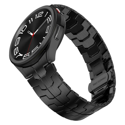 For Samsung Galaxy Watch 6 40 / 44mm Lron Man Curved Connection Stainless Steel Watch Band(Black) - Watch Bands by PMC Jewellery | Online Shopping South Africa | PMC Jewellery