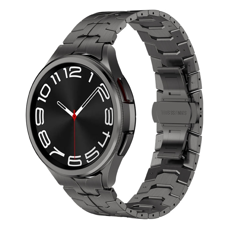 For Samsung Galaxy Watch 6 40 / 44mm Lron Man Curved Connection Stainless Steel Watch Band(Gray) - Watch Bands by PMC TechLife | Online Shopping South Africa | PMC TechLife