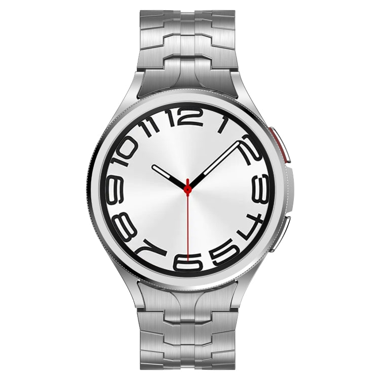 For Samsung Galaxy Watch6 Classic 43 / 47mm Lron Man Curved Connection Stainless Steel Watch Band(Silver) - Watch Bands by PMC Jewellery | Online Shopping South Africa | PMC Jewellery