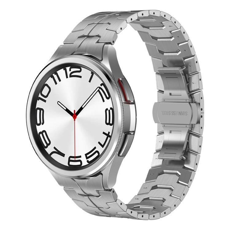 For Samsung Galaxy Watch 5 40 / 44mm Lron Man Curved Connection Stainless Steel Watch Band(Silver) - Watch Bands by PMC TechLife | Online Shopping South Africa | PMC TechLife