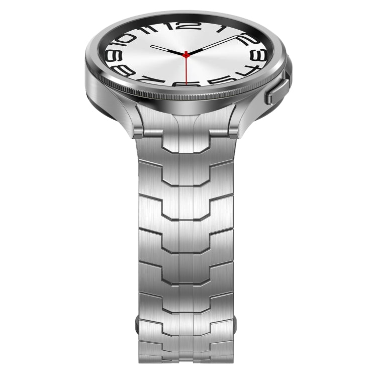 For Samsung Galaxy Watch 5 40 / 44mm Lron Man Curved Connection Stainless Steel Watch Band(Silver) - Watch Bands by PMC TechLife | Online Shopping South Africa | PMC TechLife