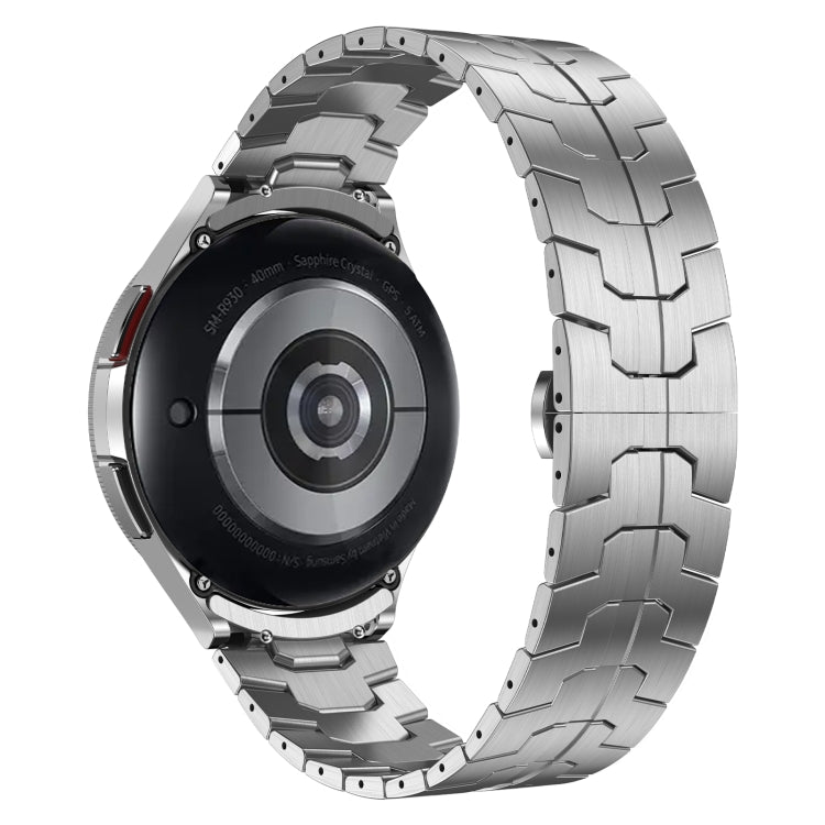 For Samsung Galaxy Watch 4 40 / 44mm Lron Man Curved Connection Stainless Steel Watch Band(Silver) - Watch Bands by PMC TechLife | Online Shopping South Africa | PMC TechLife