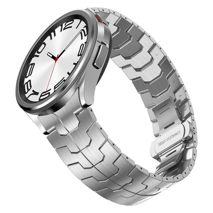 For Samsung Galaxy Watch 4 Classic 42 / 46mm Lron Man Curved Connection Stainless Steel Watch Band(Silver) - Watch Bands by PMC Jewellery | Online Shopping South Africa | PMC Jewellery