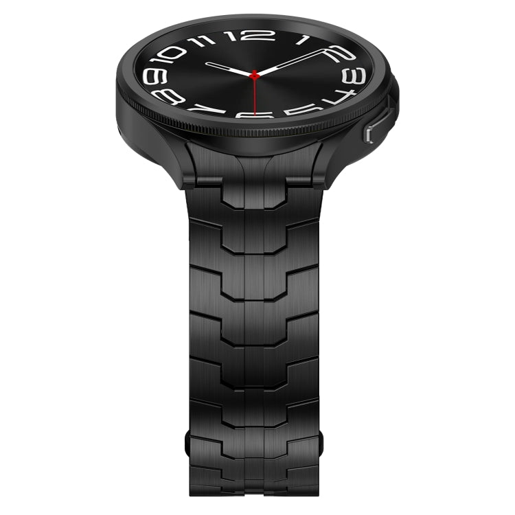 For Samsung Galaxy Watch 4 Classic 42 / 46mm Lron Man Curved Connection Stainless Steel Watch Band(Black) - Watch Bands by PMC TechLife | Online Shopping South Africa | PMC TechLife