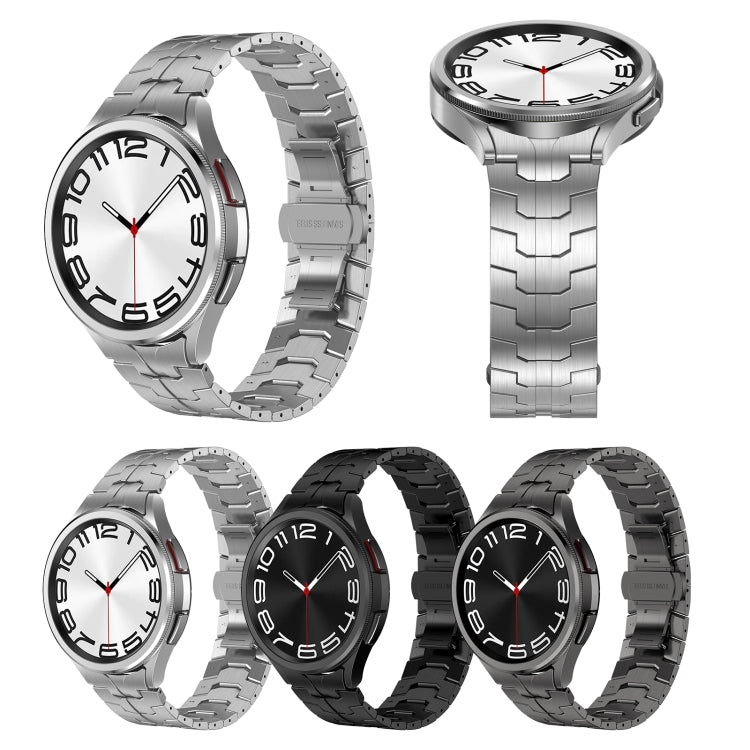 For Samsung Galaxy Watch 4 Classic 42 / 46mm Lron Man Curved Connection Stainless Steel Watch Band(Black) - Watch Bands by PMC TechLife | Online Shopping South Africa | PMC TechLife