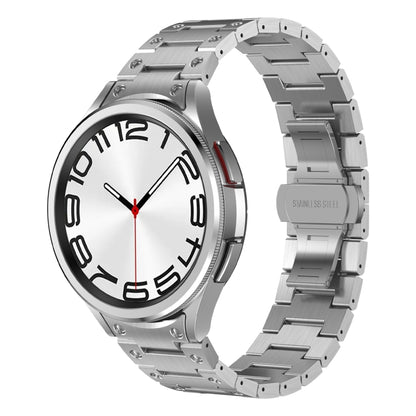 For Samsung Galaxy Watch 6 40 / 44mm Dual Circle Curved Connection Stainless Steel Watch Band(Silver) - Watch Bands by PMC Jewellery | Online Shopping South Africa | PMC Jewellery