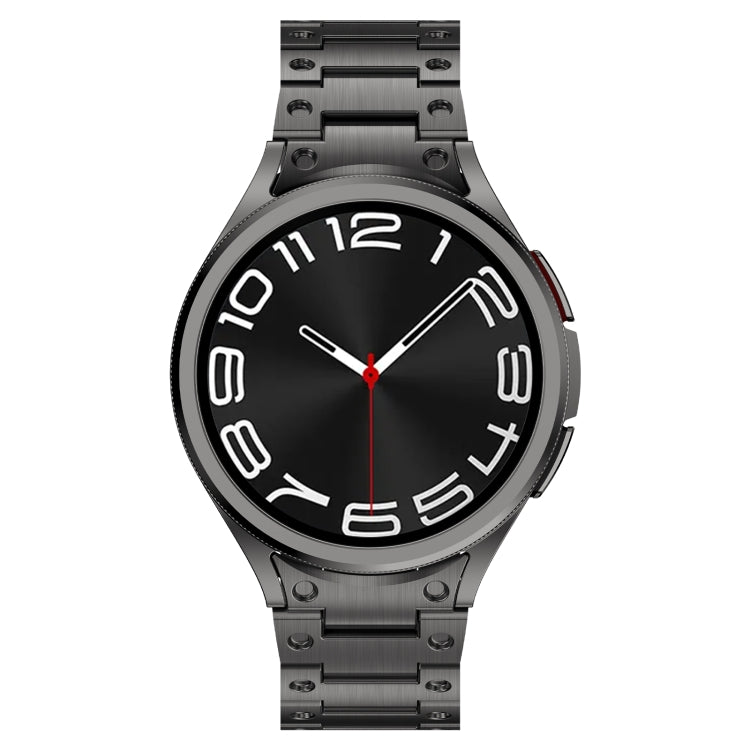 For Samsung Galaxy Watch 6 40 / 44mm Dual Circle Curved Connection Stainless Steel Watch Band(Gray) - Watch Bands by PMC TechLife | Online Shopping South Africa | PMC TechLife