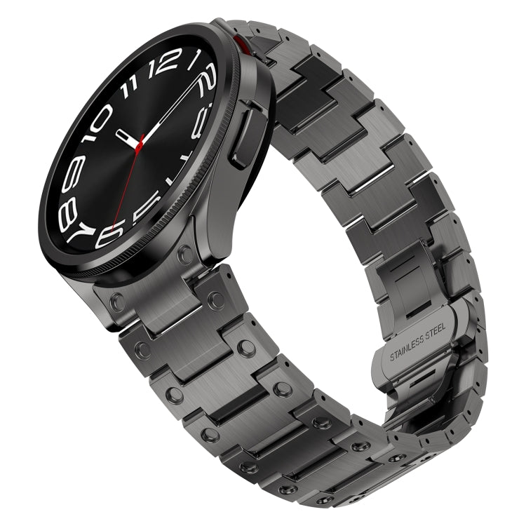 For Samsung Galaxy Watch 5 40 / 44mm Dual Circle Curved Connection Stainless Steel Watch Band(Gray) - Watch Bands by PMC Jewellery | Online Shopping South Africa | PMC Jewellery