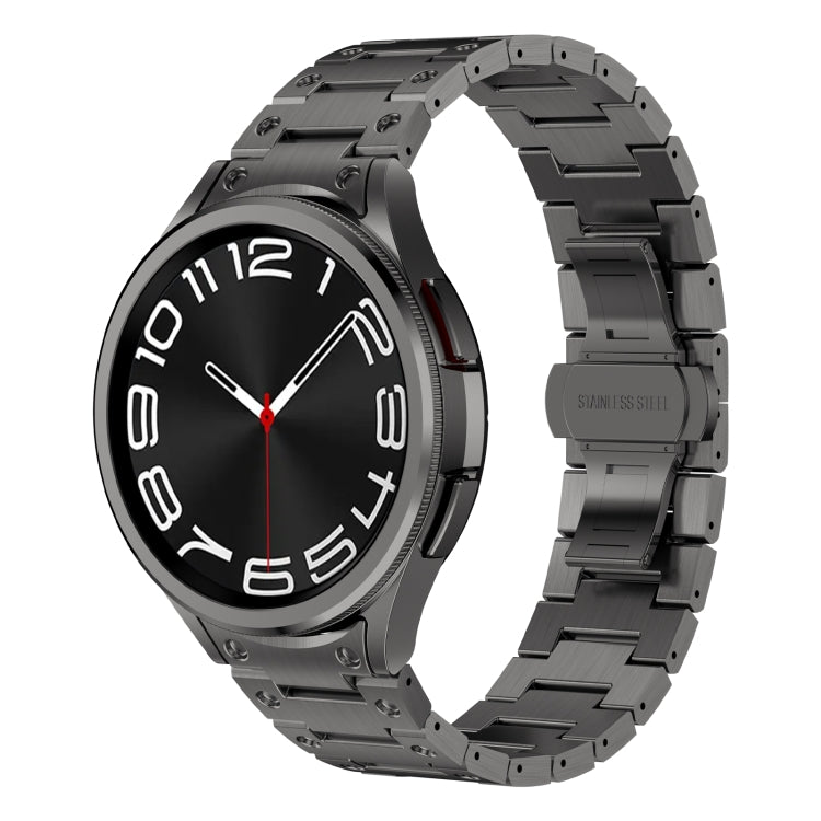 For Samsung Galaxy Watch 4 40 / 44mm Dual Circle Curved Connection Stainless Steel Watch Band(Gray) - Watch Bands by PMC TechLife | Online Shopping South Africa | PMC TechLife