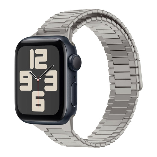 For Apple Watch SE 2023 44mm Bamboo Magnetic Stainless Steel Metal Watch Strap(Titanium Color) - Watch Bands by PMC Jewellery | Online Shopping South Africa | PMC Jewellery