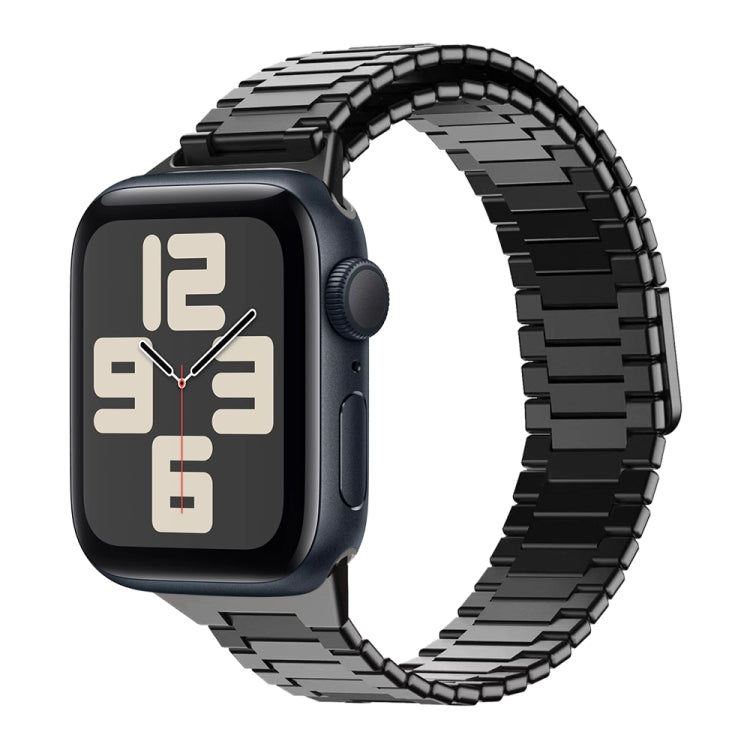 For Apple Watch SE 2023 40mm Bamboo Magnetic Stainless Steel Metal Watch Strap(Black) - Watch Bands by PMC TechLife | Online Shopping South Africa | PMC TechLife