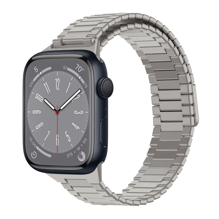 For Apple Watch Series 8 41mm Bamboo Magnetic Stainless Steel Metal Watch Strap(Titanium Color) - Watch Bands by PMC Jewellery | Online Shopping South Africa | PMC Jewellery